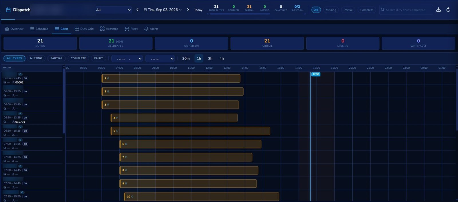 Live dispatch board